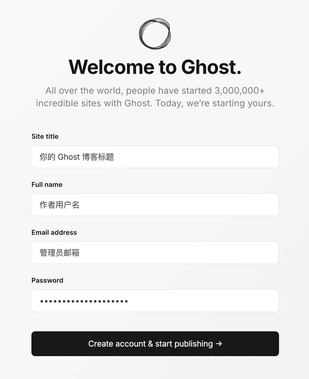 Ghost Admin Setup