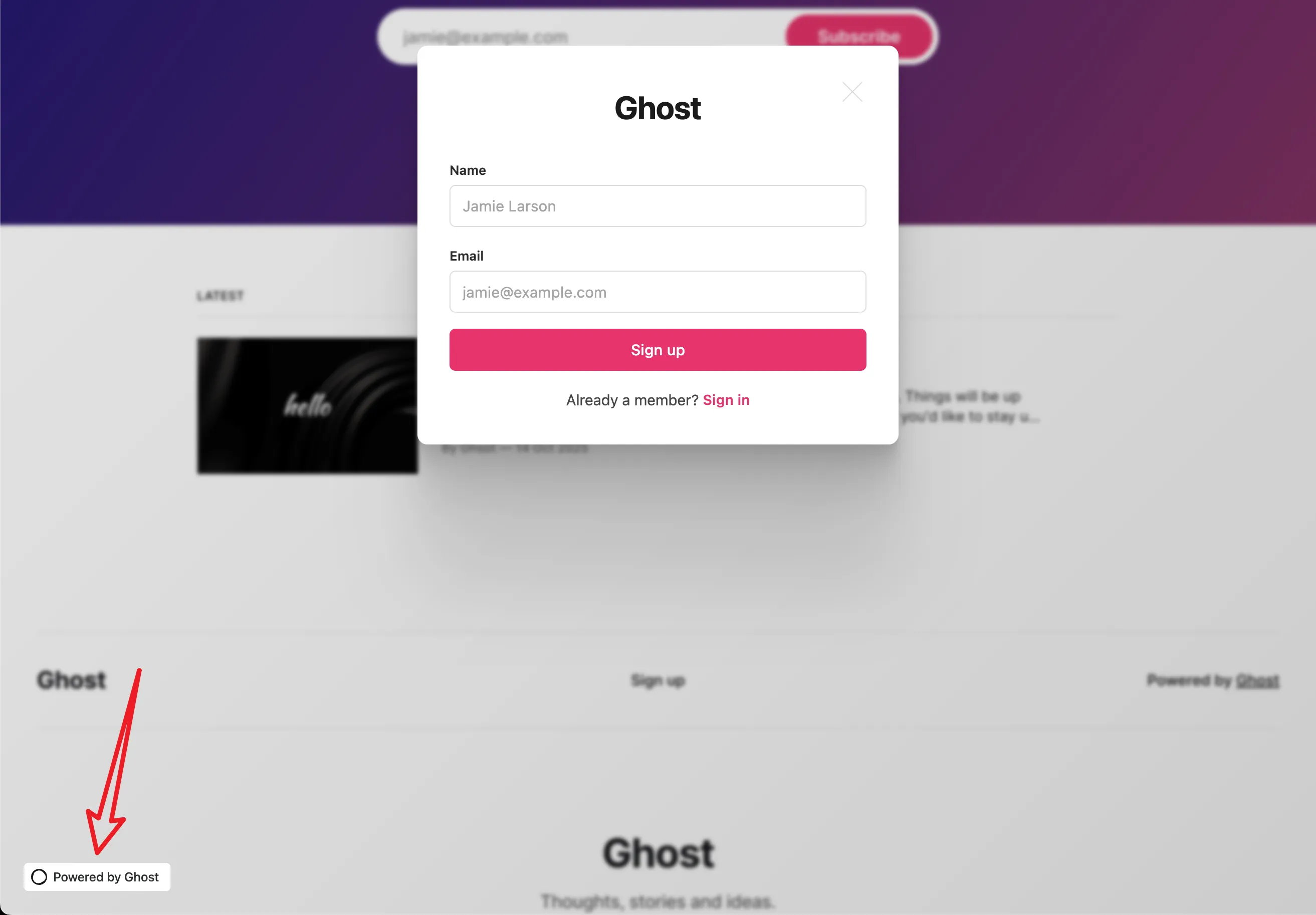 Powered by Ghost